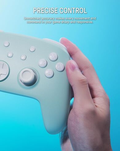 FUNLAB [نمط مضيء] وحدة تحكم Switch Pro لاسلكية متوافقة مع Switch/OLED/Lite، لوحة تحكم عن بعد بلوتوث Firefly مع 7 ألوان LED/مجداف/تيربو/تحكم في الحركة - سماوي in Kuwait