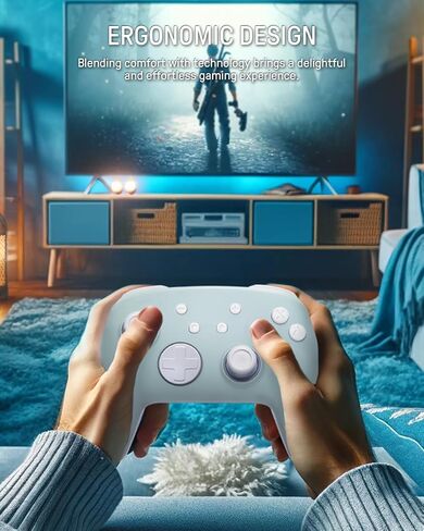 FUNLAB [نمط مضيء] وحدة تحكم Switch Pro لاسلكية متوافقة مع Switch/OLED/Lite، لوحة تحكم عن بعد بلوتوث Firefly مع 7 ألوان LED/مجداف/تيربو/تحكم في الحركة - سماوي in Kuwait