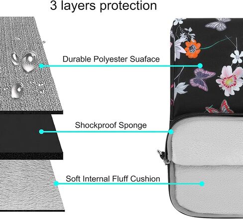 MOSISO Laptop Shoulder Bag Compatible with MacBook Air 15 inch M2 A2941 2023/Pro 16 2023-2019 M2 A2780 M1 A2485 A2141,15-15.6 inch Notebook, Seasons Flowers Polyester Sleeve Case with Belt, Black in Saudi Arabia