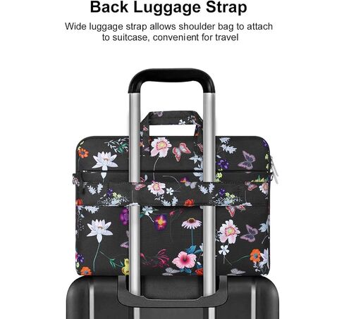 MOSISO Laptop Shoulder Bag Compatible with MacBook Air 15 inch M2 A2941 2023/Pro 16 2023-2019 M2 A2780 M1 A2485 A2141,15-15.6 inch Notebook, Seasons Flowers Polyester Sleeve Case with Belt, Black in Saudi Arabia
