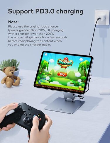 Magnetic Stand Hub for iPad Pro 12.9 Inch, Aluminum Alloy iPad Mount for Desk with Docking Station, Adjustable Holder with 4K@60Hz HDMI, 100W PD, USB 3.0 and 180° Adjustable 360° in Saudi Arabia