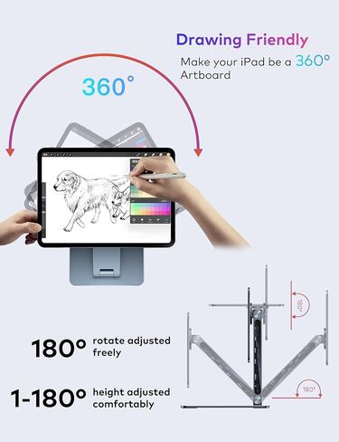 Magnetic Stand Hub for iPad Pro 12.9 Inch, Aluminum Alloy iPad Mount for Desk with Docking Station, Adjustable Holder with 4K@60Hz HDMI, 100W PD, USB 3.0 and 180° Adjustable 360° in Saudi Arabia