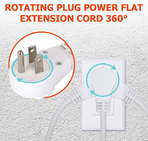 Flat Extension Cord with 360° Rotating Plug 6 Ft Power Strip with 4 USB Wall Charger (1 USB C Port) 3 Outlets White, Wall Mount Charging Station for Home, Office, Travel Essentials in Saudi Arabia