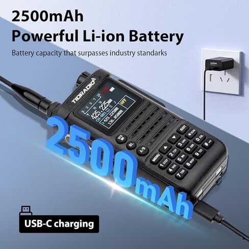 (الجيل الثاني) راديو TIDRADIO TD-H8 بقوة 10 وات عالي الطاقة محمول مع برمجة بلوتوث، قادر على التكرار، راديو NOAA طويل المدى للطقس مع بطارية كبيرة 2500 مللي أمبير في الساعة، راديو ثنائي الاتجاه، حزمة واحدة in Kuwait