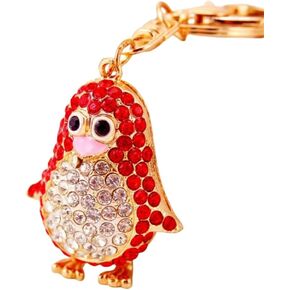 Cute Penguin Keychain Blingbling Keyring Crystal Rhinestones Purse Pendant Handbag Charm (Blue)
