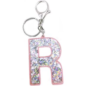 Letter A-Z keychain acrylic sequin letter Key Ring bag backpack cute car pendant for women girls