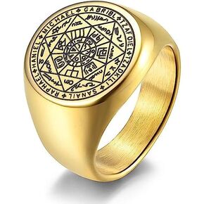 YILUOCD Seal of The Seven Archangels Ring, Seven Archangels Ring for Men, Stainless Steel The Seal of Solomon Tetragrammaton Archangels Protection Ring Talisman Jewelry