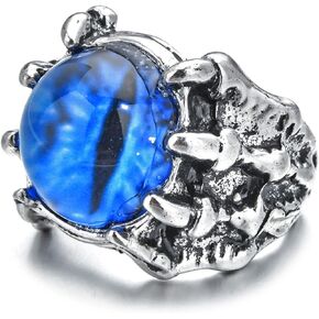 Evil Eye Gothic Adjustable Rings for Men Women,Dragon Punk Ring for Women