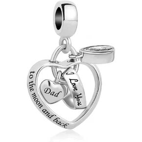 Family Charm for Bracelet Daughter Mom Love Heart Gift Women Girls Wife Girlfriend Mom Daughter Family Compatible with Pandora Auntie Cousin Anniversary Birthday Mothers Day