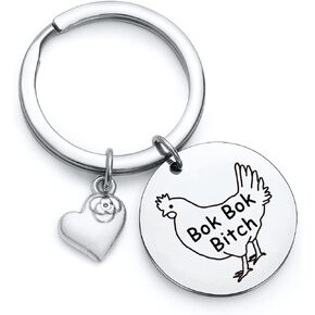 Nothers RSZOTW Bok Bok Bitch Keychain Crazy Chicken Lady Keychain Chicken Farmer Keychain Gift Chicken Mom Gift Chicken Gift