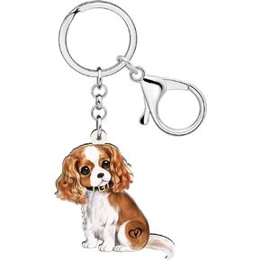Acrylic Cavalier King Charles Spaniel Dog Keychain Puppy Pet Jewelry Gifts for Women Girls Kids Dog Lovers Car Keyring