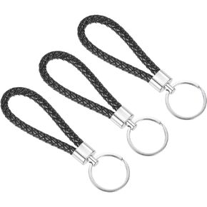 PATIKIL Braided Leather Keychain, Key Ring Woven Decoration Lanyard Strap for Bag Wallet