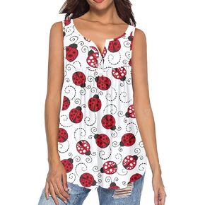 Women's Casual Tank Tops for Leggings, V Neck Summer Shirts Sleeveless Henley Blouse for Work,Holiday