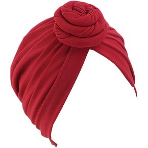 Qianmome Womens Turban African Pattern Knot Headwrap Beanie Pre-Tied Bonnet Chemo Cap Hair Loss Hat