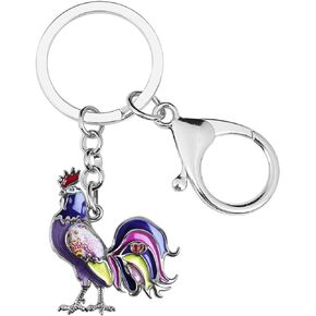 Enamel Alloy Cute Rooster Keychain Chicken Gifts For Women Girls Bag Wallet Charms