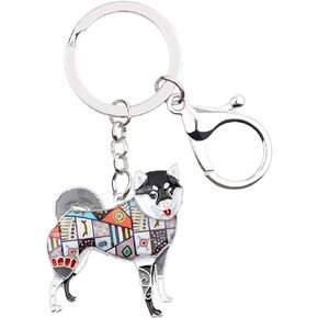 WEVENI Enamel Alloy Shiba Inu Dog Keychain Accessories Jewelry For Women Girls Bag Car Wallet