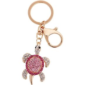 Sea Turtle Crystal Rhinestone Keychain Key Chain (Skyblue - Silver-plated)