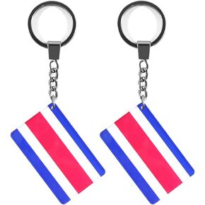 Costa Rica Flag Keychain Costa Rican Key Ring (2 Pack)