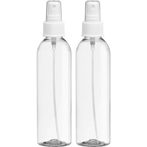 BRIGHTFROM Fine Mist Spray Bottles 6 OZ, Cylinder BPA Free Refillable Containers, Clear, Empty for Essential Oils, Spray, Water - 2 PACK (Black)