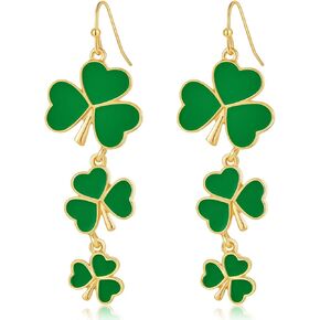 WOWORAMA St Patrick's Day Earrings for Women Green Shamrock Drop Dangle Earrings Lucky Leaf Clover Earrings Irish Holiday Earrings Jewelry Gift