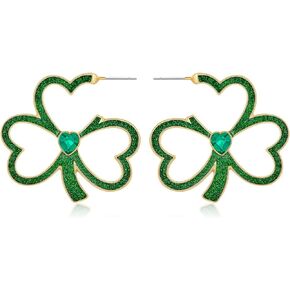 أقراط WOWORAMA St Patrick's Day للنساء أقراط متدلية من نبات النفل الأخضر أقراط متدلية على شكل أوراق نبات محظوظ أقراط الأيرلندية للعطلات مجوهرات هدية
