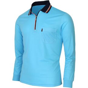 BCPOLO Zip Polo Shirt Athletic Long Sleeve Dri Fit Zip