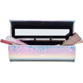 Susan Faris Double Lipstick Case Holder with Mirror for Purse. Holds 2 Lipsticks, Liners, & Essentials. Upscale Portable Makeup Lip Gloss Lipstick Case with Mirror. Complimentary Luxe Gift Box.