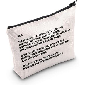TV Series Inspired Gift The Note to Sam Makeup Bag The Letter Cosmetic Bag Travel Pouch with Zipper for Fans (The Letter Fluorescent White)