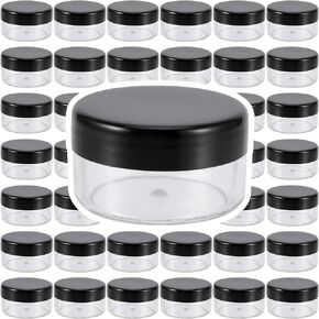 KOHAND 150 Pieces 10 Gram Plastic Cosmetic Sample Containers Jars with Black Lids, BPA Free, Small Lip Balm Containers, Clear Empty Lip Scrub Container for Creams and Lotions