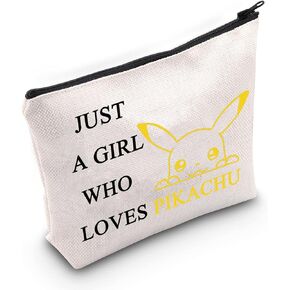 LEVLO Funny Cartoon Cosmetic Bag Anime Theme Fans Gift Just A Girl Who Loves Pika Makeup Zipper Pouch Bag(Who Loves Pika)