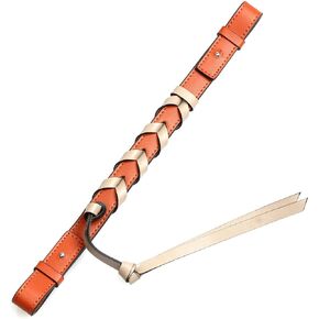 Bag Handle Strap Genuine Leather Replacement Woven Strap for Flamenco Bucket Handbag Makeover(Dark Borwn-Gold)