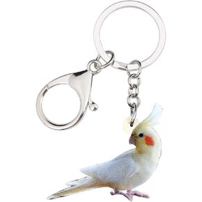 DUOWEI Cute Acrylic Bird Keychain Cockatiel Parrot Key Chain Charms Wallet Purse Decoration for Women Girls Gifts