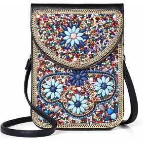Bohimian Small Crossbody Cell Phone Bags for Women Gypsy Exquisite handicraft Shoulder Wallet Purse