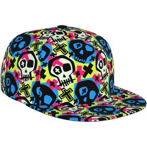Stylish Skull Adjustable Snapback Hat for Men and Women Sun Cap, Hip Hop Cap Baseball Cap Flat Bill Brim Hat