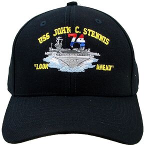 USS John C. Stennis Look Ahead Embroidered Baseball Cap Navy Blue