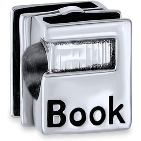 Graduate Student Word Book Worm Reader Books Charm Bead For Women Teen Graduation Oxidized .925 Sterling Silver Fits European Bracelet