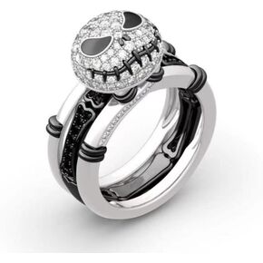 Skull Cute Christmas Ring, Halloween Ring Nightmare Before Christmas Ring, Christmas Rhinestone Finger Ring 2 in 1 Skeleton Ring in Kuwait