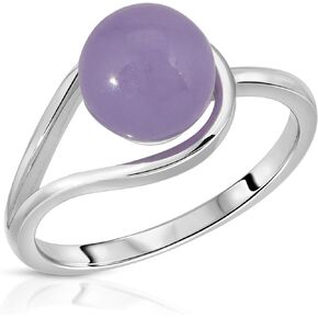 Sterling Silver 8mm Genuine Lavender Jade Ring