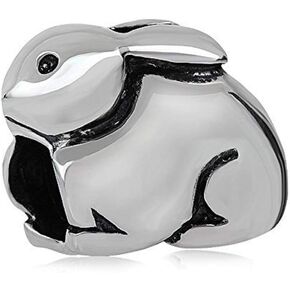 Easter Bunny Charms 925 Sterling Silver Rabbit Animal Charms for 3mm Snake Chain Bracelet