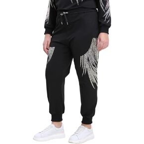 Hollir Tiger Plus Size Sweatpants for Women Drawstring Rhinestones Graphic Joggers with Pockets Elastic Waist Casual
