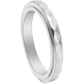 TFHUGFHG 3mm Anxiety Ring for Women Men Silver Anxiety Stress Ring US Size 5 8 9 10 11 Wedding Band for Women Men Platinum Plated Jewelry Birthday Gifts