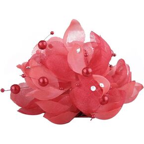 Silk Flower Brooch Pins Cubic Zirconia Classic for Party Dance Wedding Banquet for Women Ladies Girls Lapel Pin Collar Brooches Elegant Ceremony Clothing Dress Accessories Handmade Clip