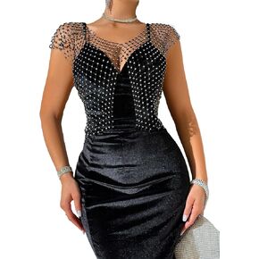 Verdusa Women's Rhinestone Mesh Sheer Tank Tops See Through Hollow Out Sleeveless Crop Top