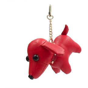 surell Large Puppy Dog Pleather Keychain with Gold Spike Collar-Cute Animal Lover Purse Charm- Vegan Leather Fashion Gift