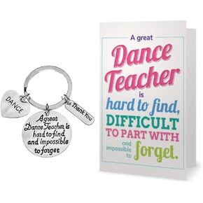 Sportybella Dance Teacher Gift, Dance Teacher Keychain & Card- Dance Jewelry for Dance Instructors