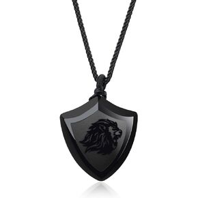 COAI Black Obsidian Shield of Faith Pendant Amulet Necklace