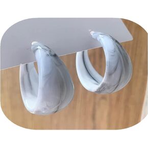 Lightweight Thick Wide Dome U Shape Acetic Acid Board Vintage Acrylic Drop Dangle Earrings Retro Chunky Resin Colorful Statement C Shape Jewelry for Women Girls