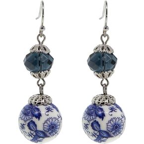1928 Jewelry Montana Dark Blue and Blue Willow Beaded Drop & Dangle Earrings