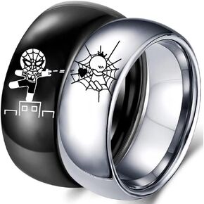 AJZYX Spiderman Couples Ring for Him and Her,Crown Heart Lovers Ring Anniversary Promise Wedding Band Stainless Steel Comfort Fit