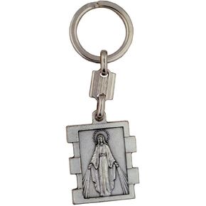 Venerare Miraculous Medal Keychain | Silver-Tone Metal | Great Catholic Gift for First Holy Communion and Confirmation | Christian Keyring Accessory | Made in Italy